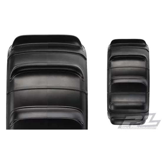 Sling Shot 4.3 Pro-Loc Sand Tires (2) Mounted on Impulse Pro-Loc Black Wheels with Stone Gray Rings for X-MAXX Front or Rear