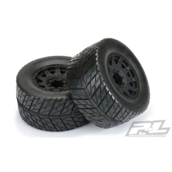 Street Fighter HP 3.8" Street BELTED Tires Mounted on Raid Black 8x32 Removable Hex Wheels (2) for 17mm MT Front or Rear