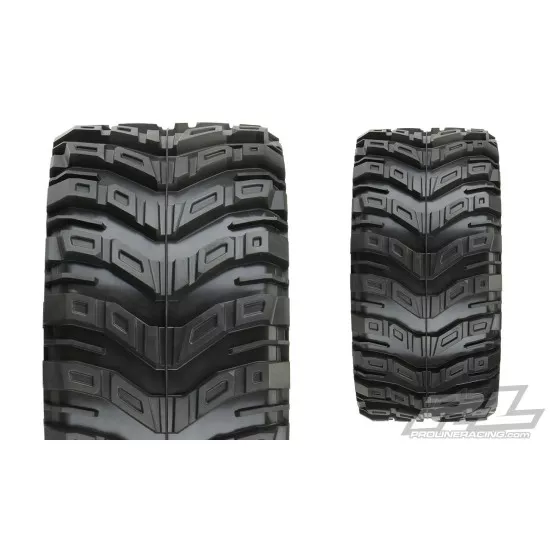 Masher X HP All Terrain BELTED Tires Mounted on Raid 5.7 Black Wheels (2) for X-MAXX, KRATON 8S & Other Large Scale 24mm Hex Vehicles Front or Rear