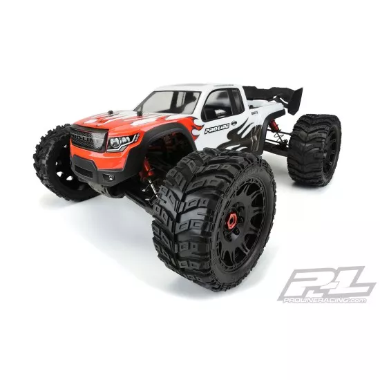 Masher X HP All Terrain BELTED Tires Mounted on Raid 5.7 Black Wheels (2) for X-MAXX, KRATON 8S & Other Large Scale 24mm Hex Vehicles Front or Rear
