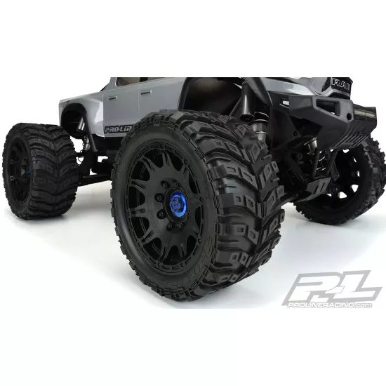Masher X HP All Terrain BELTED Tires Mounted on Raid 5.7 Black Wheels (2) for X-MAXX, KRATON 8S & Other Large Scale 24mm Hex Vehicles Front or Rear