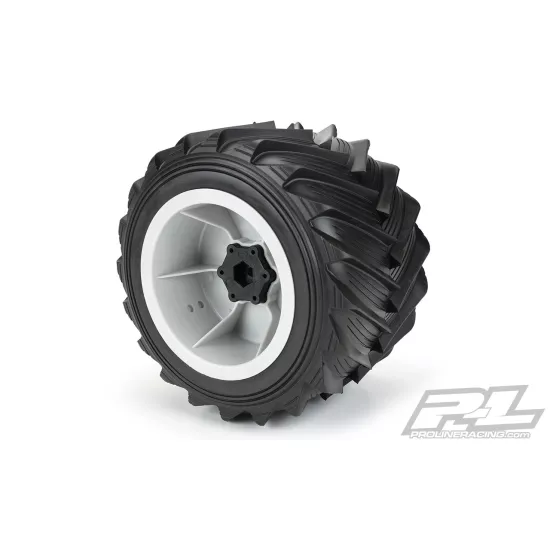 Demolisher 2.6/3.5 All Terrain Tires Mounted on LMT Gray Wheels (2) for Losi LMT Front or Rear