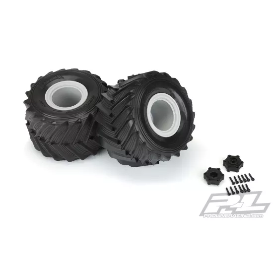 Demolisher 2.6/3.5 All Terrain Tires Mounted on LMT Gray Wheels (2) for Losi LMT Front or Rear