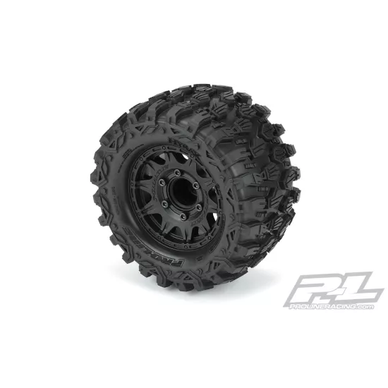 Hyrax 2.8 All Terrain Tires Mounted on Raid Black 6x30 Removable Hex Wheels (2) for Stampede 2wd & 4wd Front and Rear