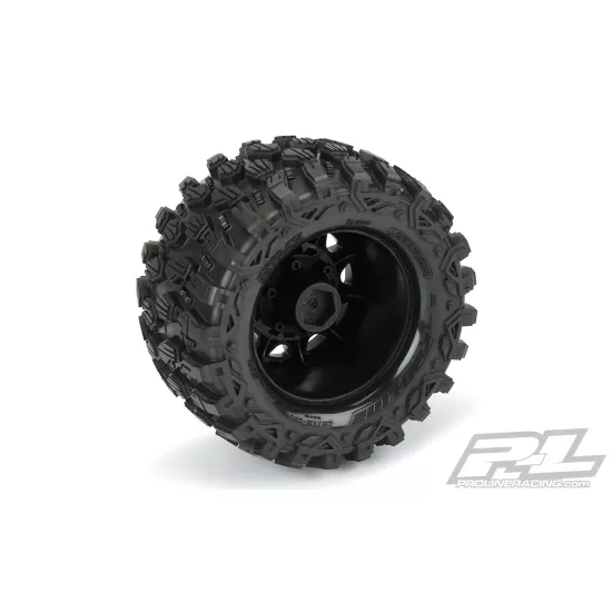 Hyrax 2.8 All Terrain Tires Mounted on Raid Black 6x30 Removable Hex Wheels (2) for Stampede 2wd & 4wd Front and Rear