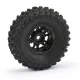 Hyrax 1.0 Tires Mounted on Mini Impulse Black Internal Bead-Loc 7mm Hex Wheels (4) for SCX24 Front or Rear (PRO1019410)