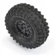 Hyrax 1.0 Tires Mounted on Mini Impulse Black Internal Bead-Loc 7mm Hex Wheels (4) for SCX24 Front or Rear (PRO1019410)