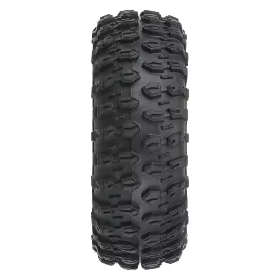 Hyrax 1.0 Tires Mounted on Mini Impulse Black Internal Bead-Loc 7mm Hex Wheels (4) for SCX24 Front or Rear (PRO1019410)