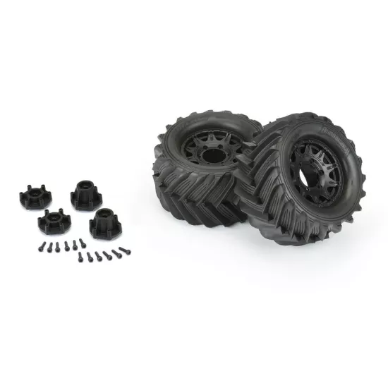 Demolisher 2.8 All Terrain Tires Mounted on Raid Black 6x30 Removable 12mm Hex Wheels (2) for Stampede 2wd & 4wd Front and Rear