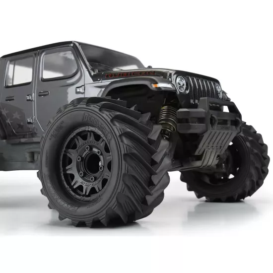 Demolisher 2.8 All Terrain Tires Mounted on Raid Black 6x30 Removable 12mm Hex Wheels (2) for Stampede 2wd & 4wd Front and Rear