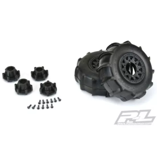 Sling Shot SC 2.2"/3.0" Sand Tires Mounted on Raid Black 6x30 Removable Hex Wheels (2) for Slash 2wd & Slash 4x4 Front or Rear