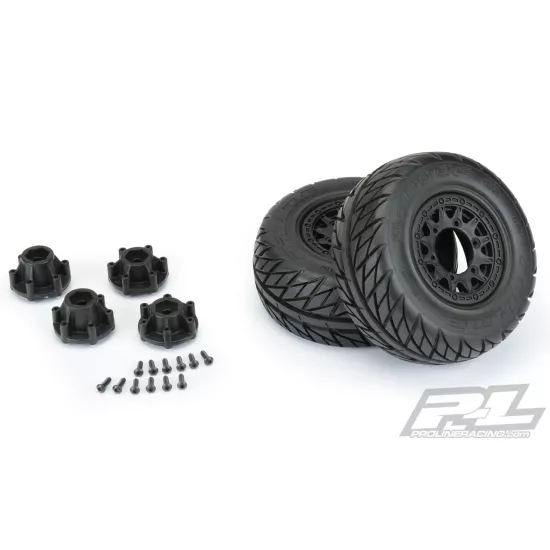 Street Fighter SC 2.2/3.0 Street Tires Mounted on Raid Black 6x30 Removable Hex Wheels (2) for Slash 2wd & Slash 4x4 Front or Rear (PRO116710)