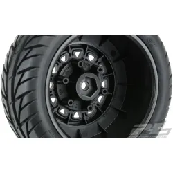 Street Fighter SC 2.2/3.0 Street Tires Mounted on Raid Black 6x30 Removable Hex Wheels (2) for Slash 2wd & Slash 4x4 Front or Rear (PRO116710)