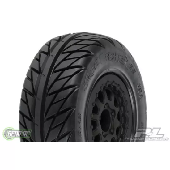 Street Fighter SC 2.2"/3.0" Tires Mounted for Slash 2wd Rear & Slash 4x4 Front or Rear, Mounted on Renegade Black Wheels