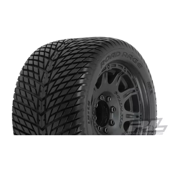 Road Rage 3.8" Street Tires Mounted on Raid Black 8x32 Removable Hex Wheels (2) for 17mm MT Front or Rear