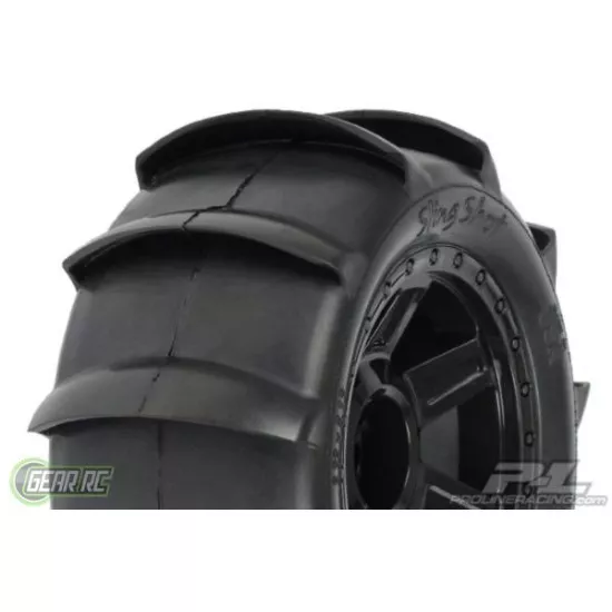 Sling Shot 3.8 (Traxxas Style Bead) Sand Tires Mounted on De