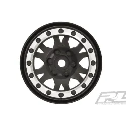 Impulse 1.9 Black/Silver Plastic Internal Bead-Loc Wheels for Rock Crawlers Fron