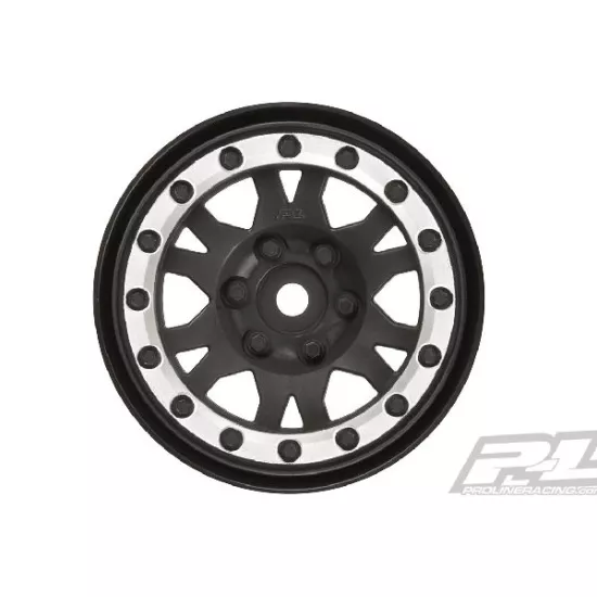 Impulse 1.9 Black/Silver Plastic Internal Bead-Loc Wheels for Rock Crawlers Fron