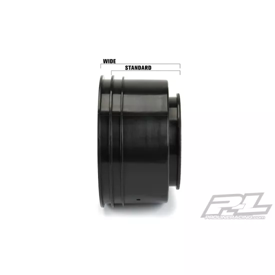 Showtime Wide SC / Standard SC 2.2/3.0 Black Wheels (2) for Losi 22S No Prep Drag Car, Slash 2wd and AE DR10 Rear & Slash 4x4 Front or Rear