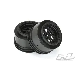 Showtime Wide SC / Standard SC 2.2/3.0 Black Wheels (2) for Losi 22S No Prep Drag Car, Slash 2wd and AE DR10 Rear & Slash 4x4 Front or Rear
