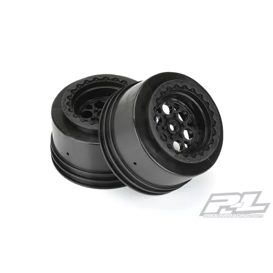 Showtime Wide SC / Standard SC 2.2/3.0 Black Wheels (2) for Losi 22S No Prep Drag Car, Slash 2wd and AE DR10 Rear & Slash 4x4 Front or Rear
