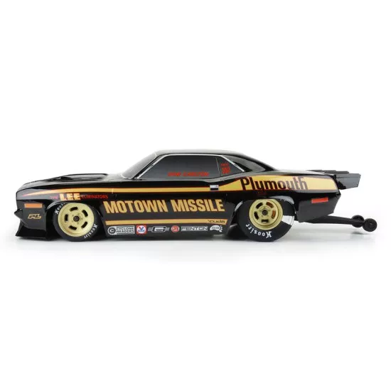 1972 Plymouth Barracuda Motown Missile Edition Tough-Color (Black) Body for Losi 22S No Prep Drag Car, Slash 2wd Drag Car & AE DR10