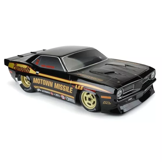 1972 Plymouth Barracuda Motown Missile Edition Tough-Color (Black) Body for Losi 22S No Prep Drag Car, Slash 2wd Drag Car & AE DR10