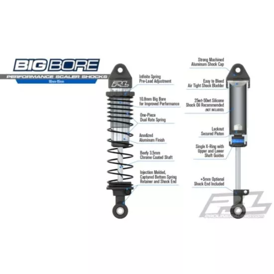 Big Bore Scaler Shocks (90mm-95mm) for most 1:10 Rock Crawlers Front or Rear (PRO634300)