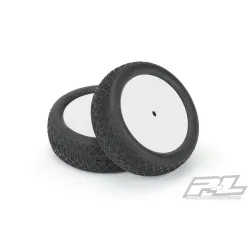 Electron 2.2” 2WD MC (Clay) Off-Road Buggy Tires Mounted on Velocity White Wheels for TLR 22 5.0 2WD Buggy Front