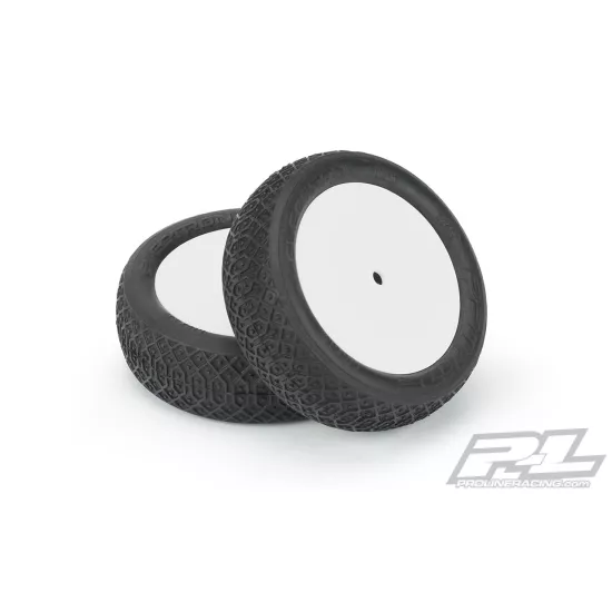 Electron 2.2” 2WD MC (Clay) Off-Road Buggy Tires Mounted on Velocity White Wheels for TLR 22 5.0 2WD Buggy Front