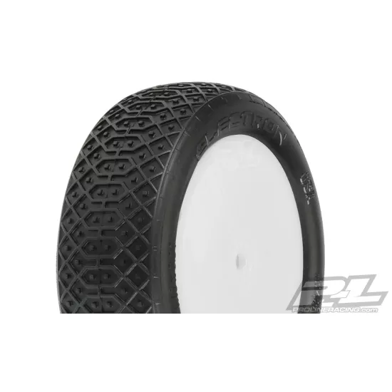 Electron 2.2” 2WD MC (Clay) Off-Road Buggy Tires Mounted on Velocity White Wheels for TLR 22 5.0 2WD Buggy Front