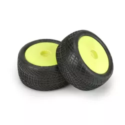 Positron 2.2" MC (Clay) Off-Road Buggy Tires Mounted on Velocity Hex Rear Yellow Wheels (2) for 1:10 Buggy Rear