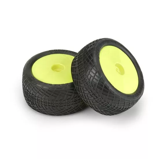 Positron 2.2" MC (Clay) Off-Road Buggy Tires Mounted on Velocity Hex Rear Yellow Wheels (2) for 1:10 Buggy Rear
