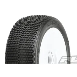 Buck Shot S3 (Soft) Off-Road 1:8 Buggy Tires Mounted on White Wheels (2) for Fro