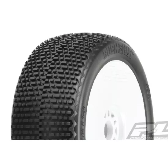 Buck Shot M3 (Soft) Off-Road 1:8 Buggy Tires Mounted on White Wheels (2) for Fro