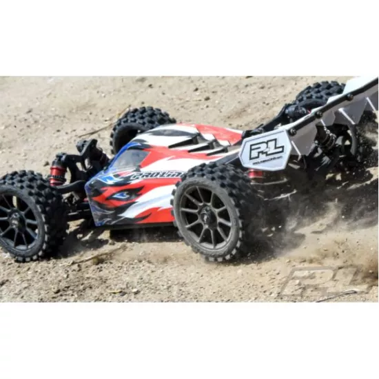 Badlands MX M2 (Medium) All Terrain 1:8 Buggy Tires Mounted on Mach 10 Black Wheels (2) for Front or Rear (PRO906721)