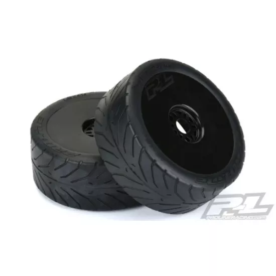 Avenger HP S3 (Soft) Street BELTED 1:8 Buggy Tires Mounted on Velocity black wheel