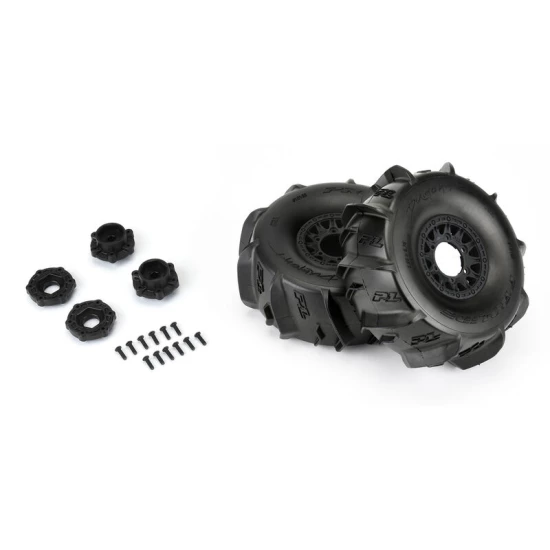 Proline Dumont Sand/Snow Tires Mounted on Raid Black 6x30 Removable 17mm Hex Wheels (2) for Mojave 6S and UDR Front or Rear