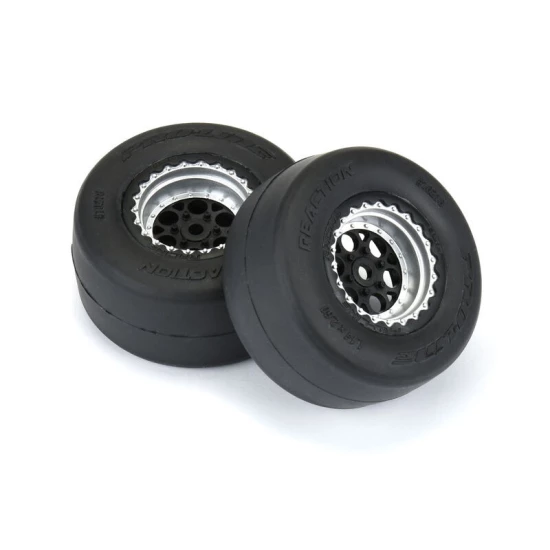Proline 1/16 Reaction Rr Tires MTD 7mm Blk/Sil:MiniDrag(2)