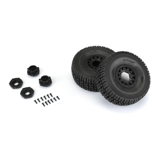 Proline 1/7 Mirage TT Fr/Rr MT Tires Mtd 17mm Blk Raid (2)
