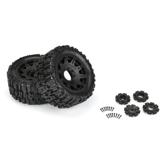 1/6 Trencher F/R 5.7” Tires Mounted 24mm Black Raid 8x48 Hex (2) X-Maxx