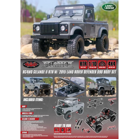 RC4WD Gelande II RTR W/ 2015 Land Rover Defender D90 Body Set (Grey)