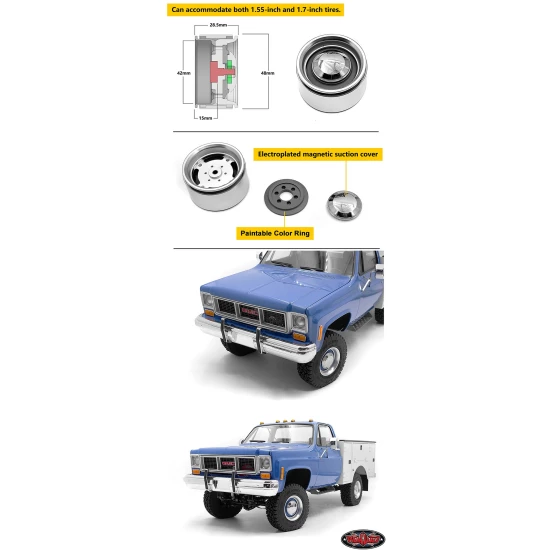 RC4WD Steam Roller 1.55 Aluminum CAP Wheels (VVV-C1471)