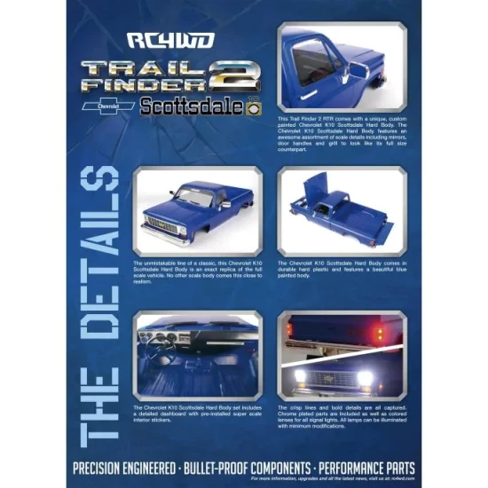 RC4WD Trail Finder 2 "LWB" RTR W/ Chevrolet K10 Scottsdale Hard BodySet