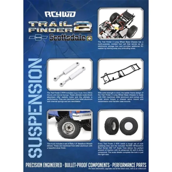 RC4WD Trail Finder 2 "LWB" RTR W/ Chevrolet K10 Scottsdale Hard BodySet
