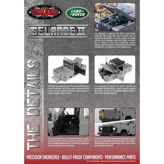 RC4WD Gelande II RTR W/ 2015 Land Rover Defender D90 Body Set (Grey) (Z-RTR0065)