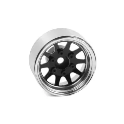 RC4WD OEM 6-Lug Stamped Steel 1.55" Beadlock Wheels (Black and Chrome) (Z-W0337)