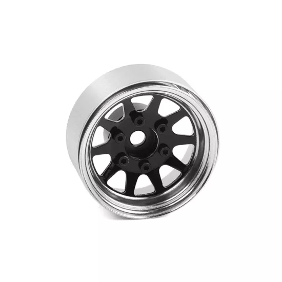 RC4WD OEM 6-Lug Stamped Steel 1.55" Beadlock Wheels (Black and Chrome) (Z-W0337)