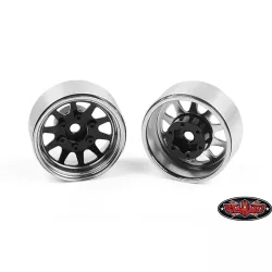 RC4WD OEM 6-Lug Stamped Steel 1.55" Beadlock Wheels (Black and Chrome) (Z-W0337)
