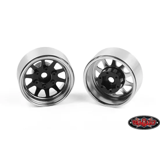 RC4WD OEM 6-Lug Stamped Steel 1.55" Beadlock Wheels (Black and Chrome) (Z-W0337)
